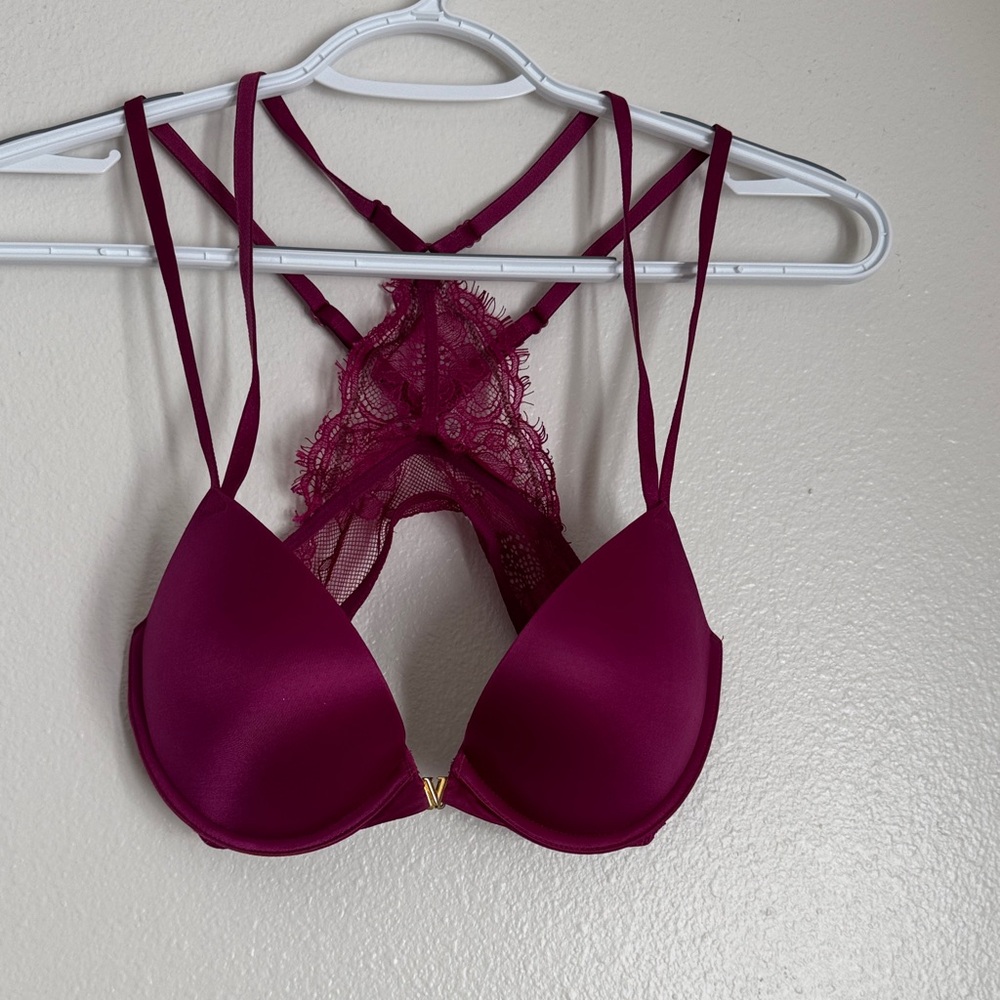 Victoria's Secret Burgundy Lace-Back Bra